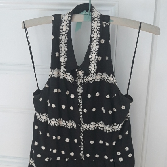 Anthro Eva Franco black floral halter shirt dress - Picture 3 of 12